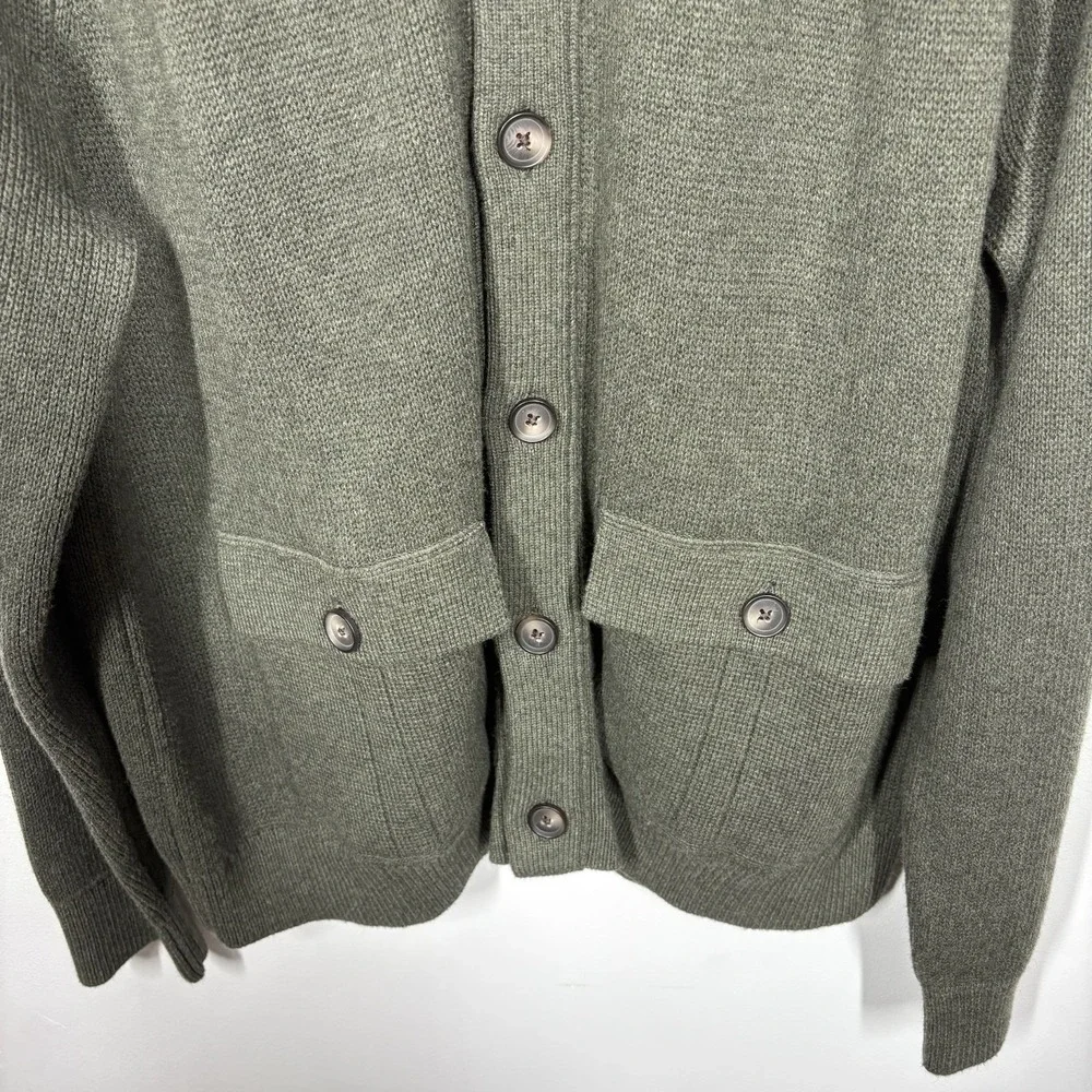 Banana Republic Mens Button Up Cardigan Sweater Size XL Olive Green Cotton Blend